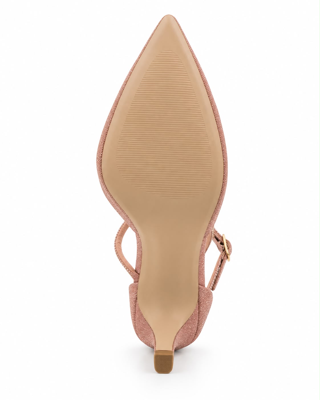Zapatilla Puntal de Tiras con Pedrería Tacón Fino 10CM  para Mujer-25 | Oro Rosado