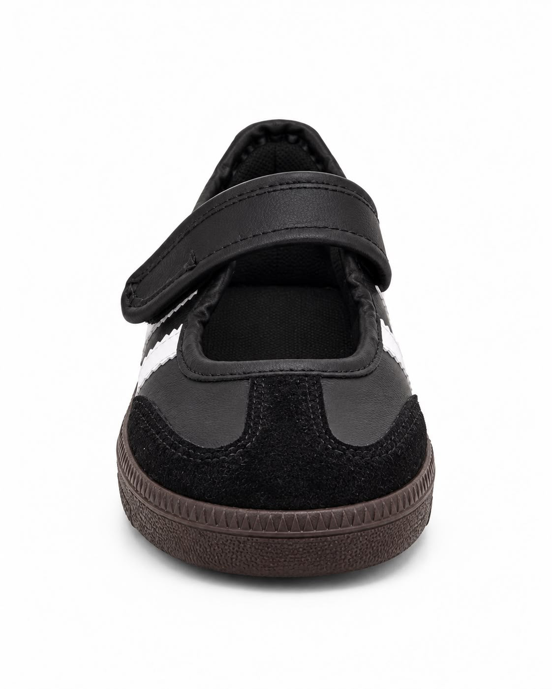 Tenis Flat Estilo Retro Deportivo con Broche 1CM para Mujer-03| Negro Blanco