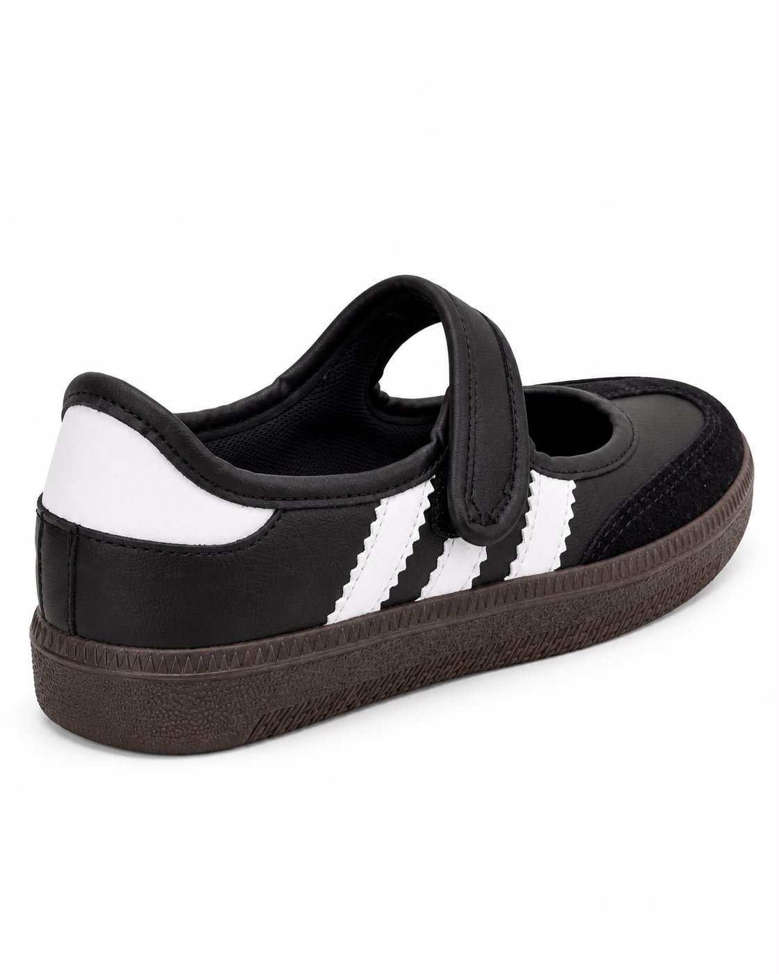 Tenis Flat Estilo Retro Deportivo con Broche 1CM para Mujer-03| Negro Blanco