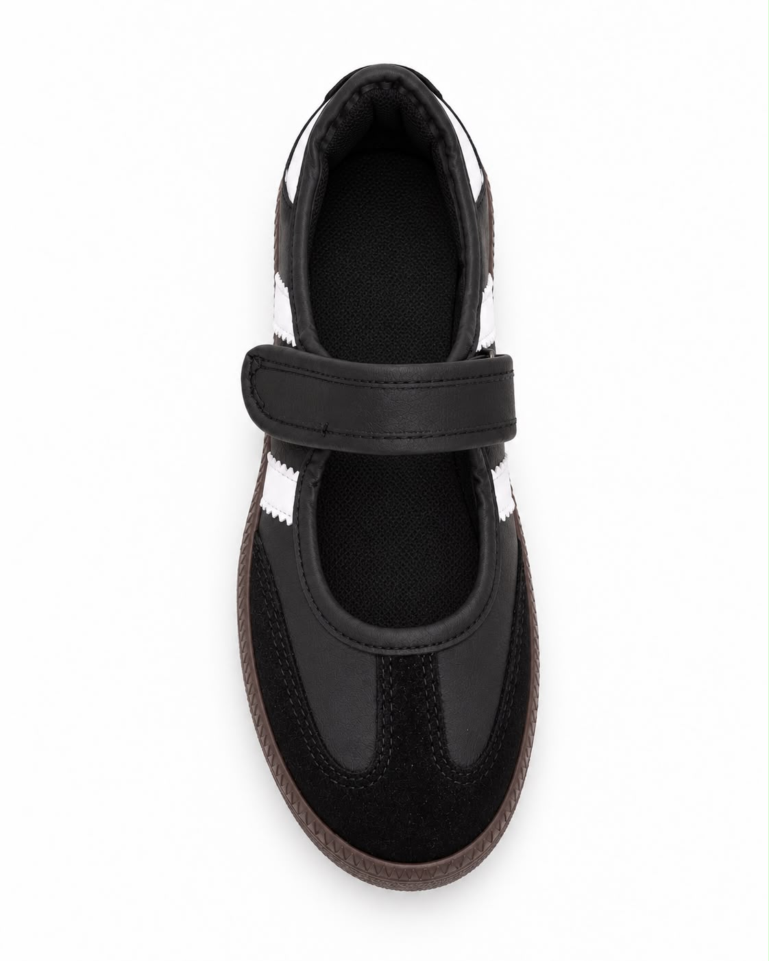 Tenis Flat Estilo Retro Deportivo con Broche 1CM para Mujer-03| Negro Blanco