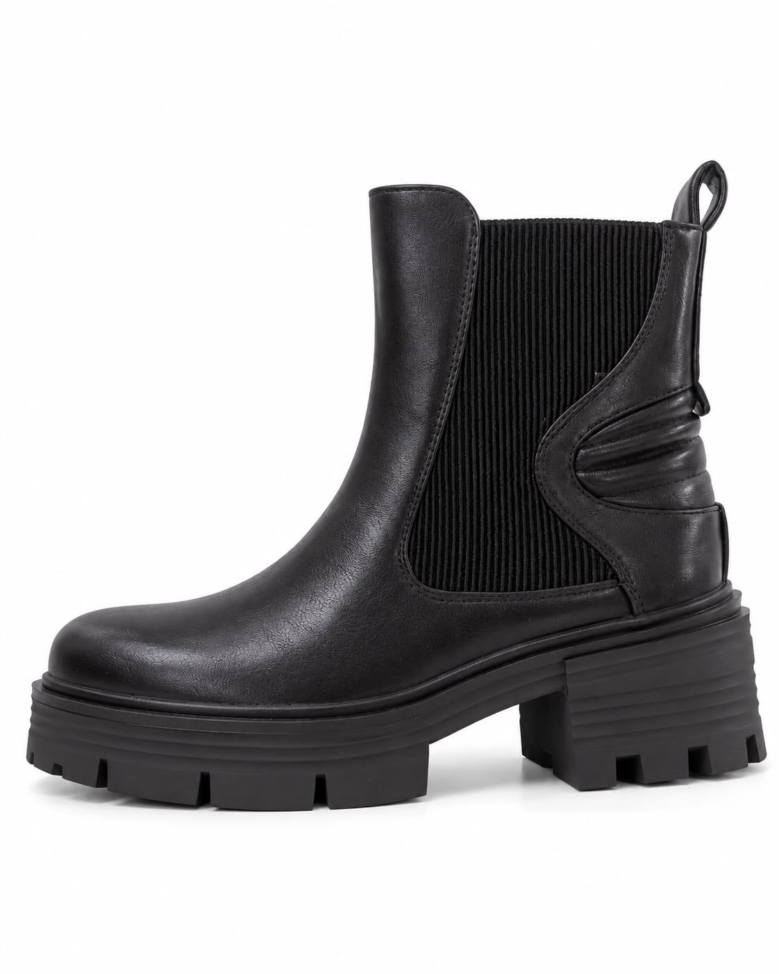 Botín De Plataforma Corrida Con Helastcio 5CM- Negro