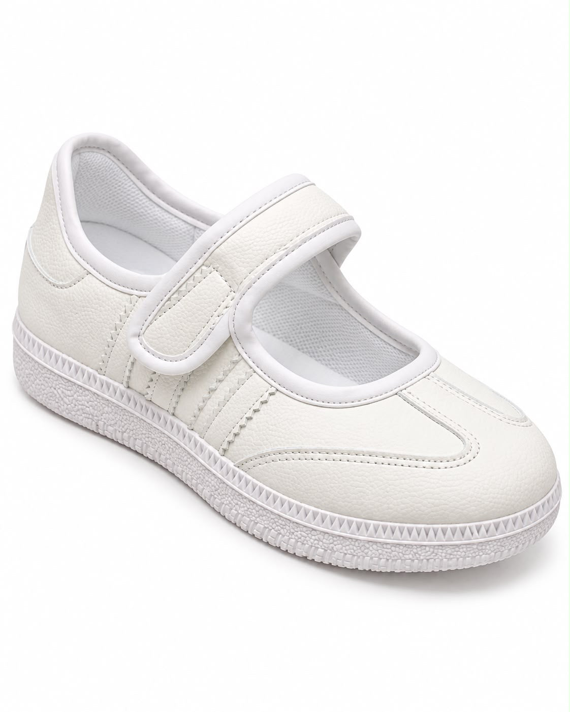 Tenis Flat Estilo Retro Deportivo con Broche 1CM para Mujer-03| Blanco