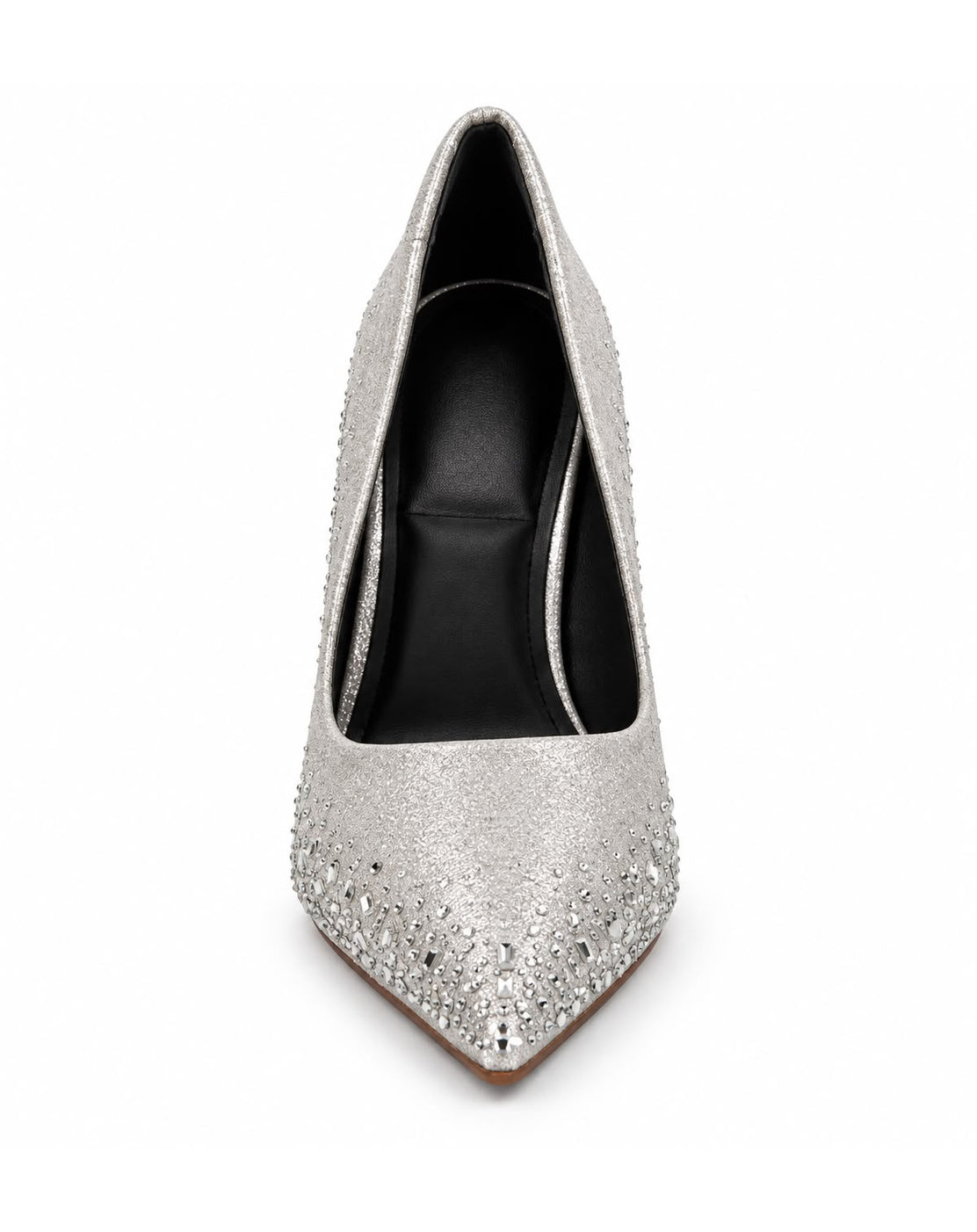 Zapatilla Con Pedrería Puntal Tacón De Aguja Stiletto para Mujer | Plata