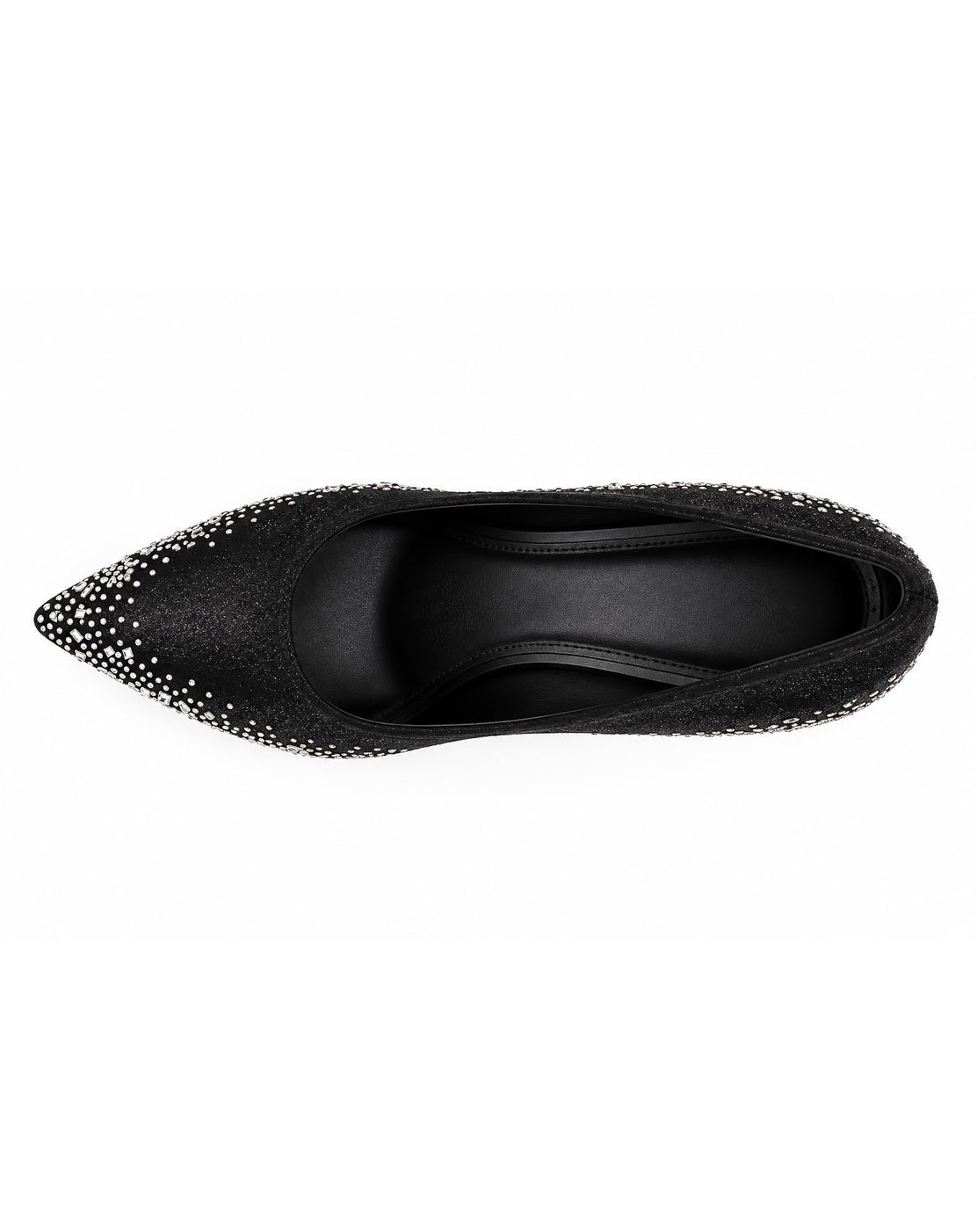 Zapatilla Con Pedrería Puntal Tacón De Aguja Stiletto para Mujer | Negro