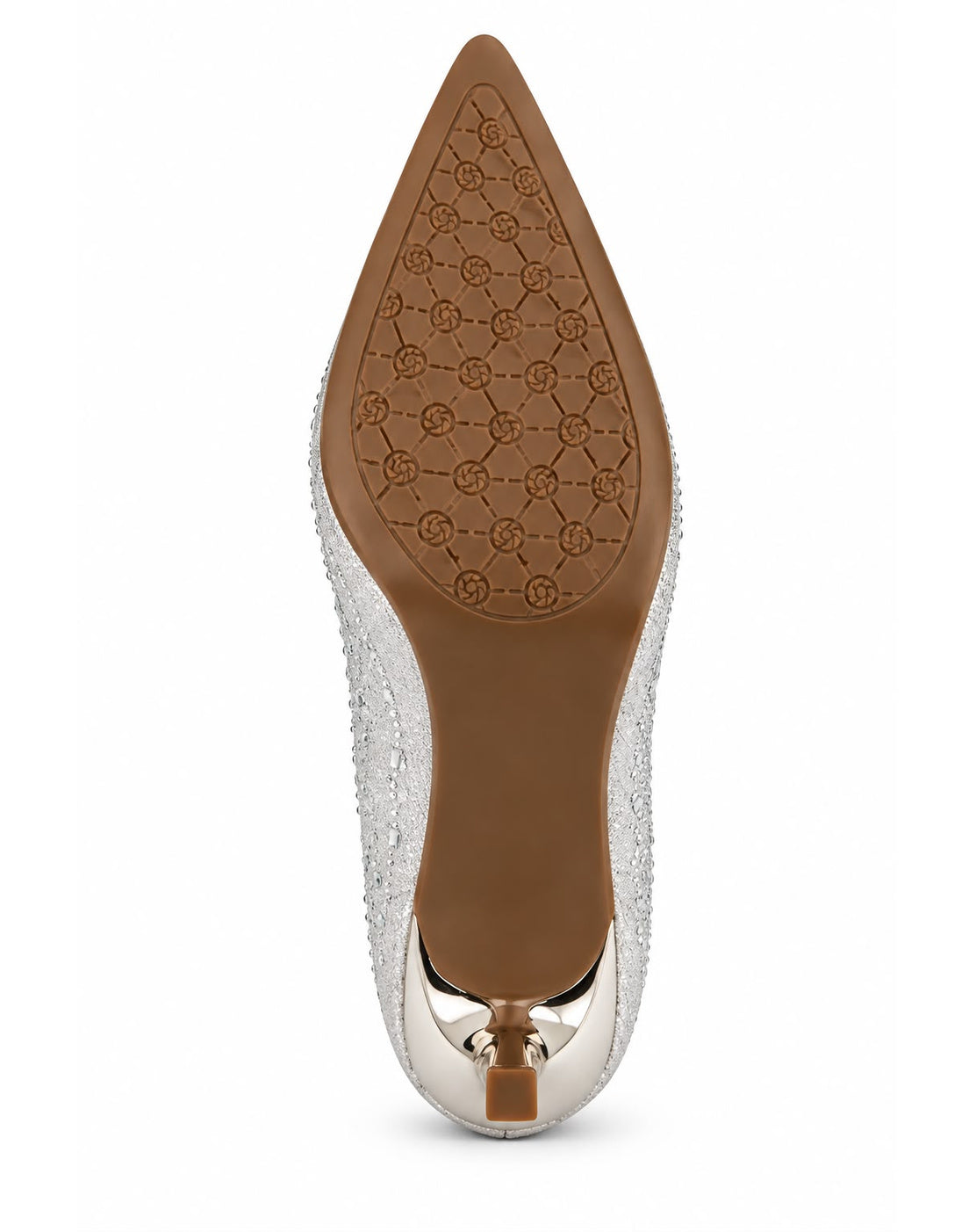 Zapatilla Con Pedrería Puntal Tacón De Aguja Stiletto para Mujer | Plata