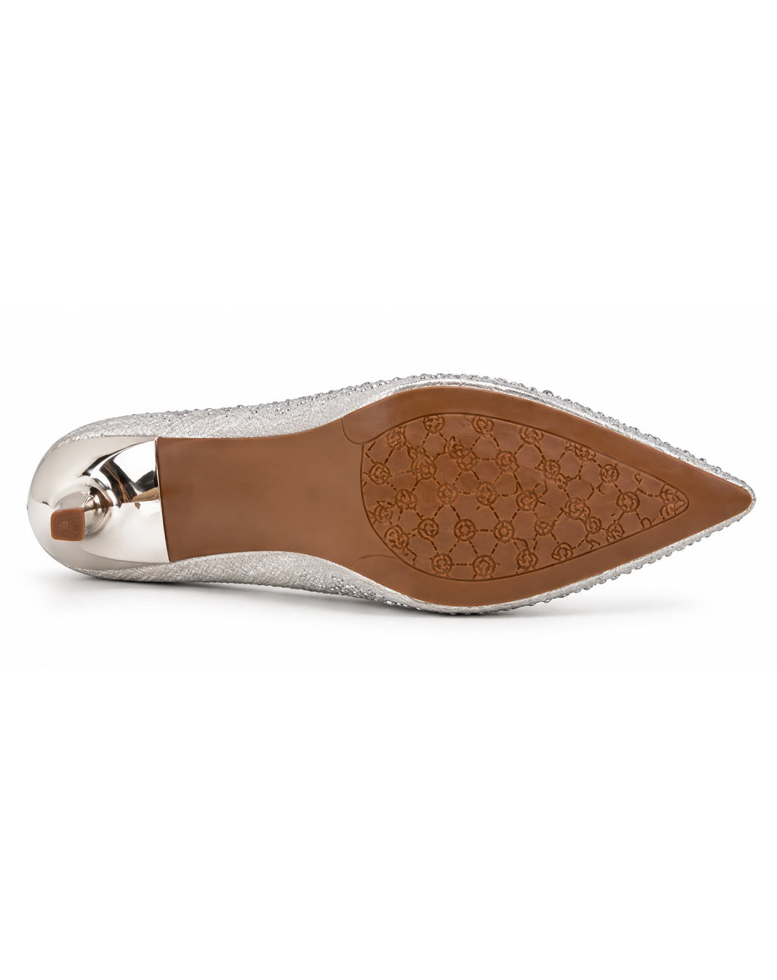 Zapatilla Con Pedrería Puntal Tacón De Aguja Stiletto para Mujer | Plata