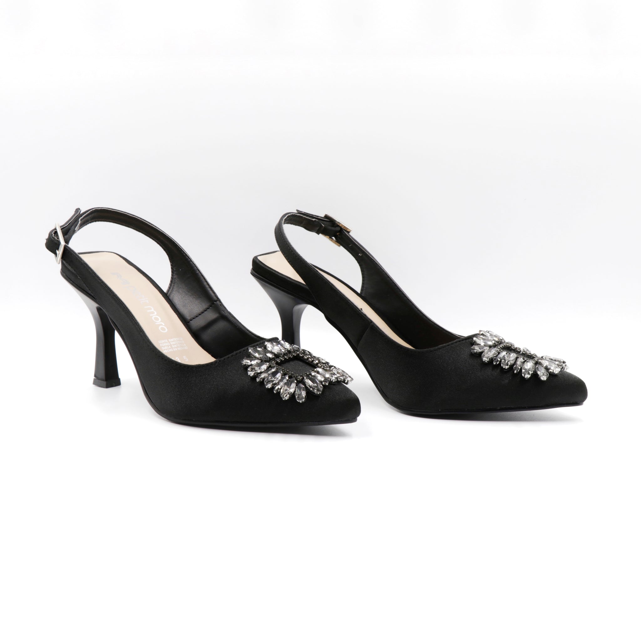 Zapatilla Puntal Elegante Pedrería Negro Razo-01