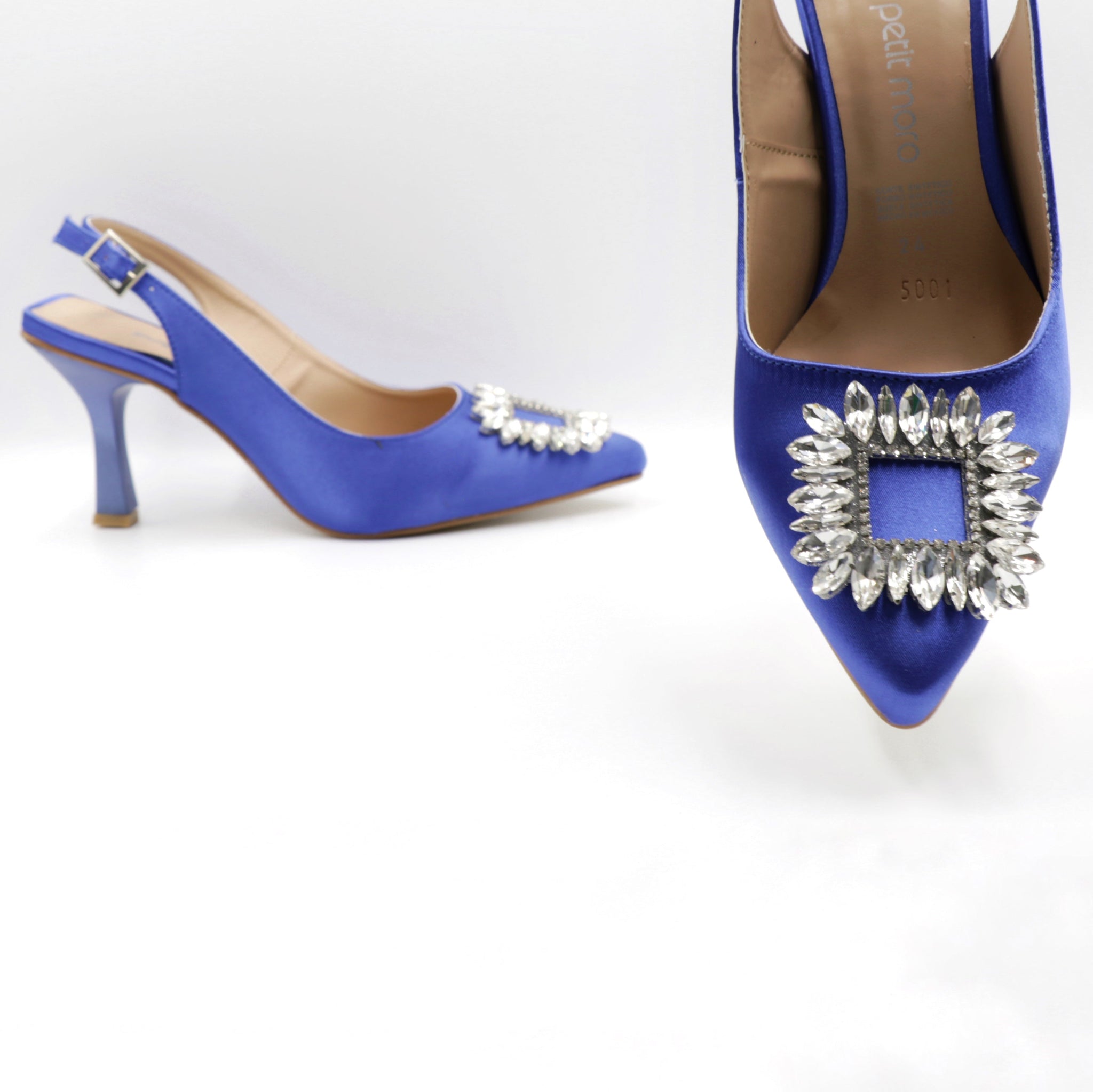 Zapatilla Puntal Elegante Pedrería Azul Razo