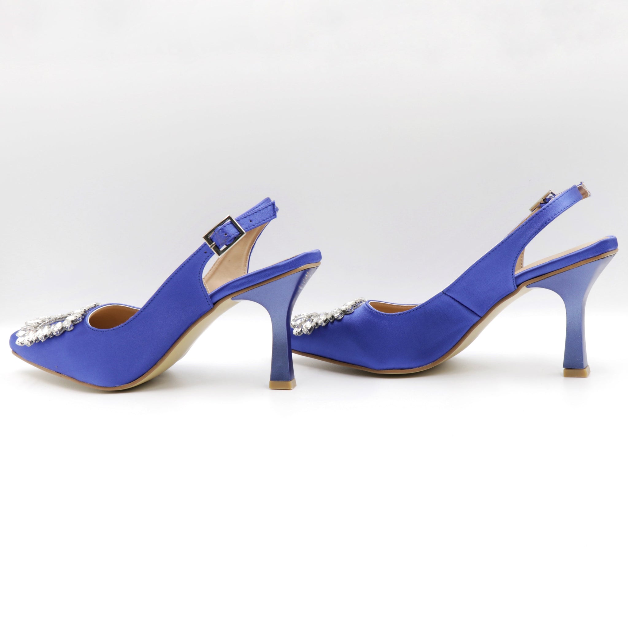 Zapatilla Puntal Elegante Pedrería Azul Razo-01