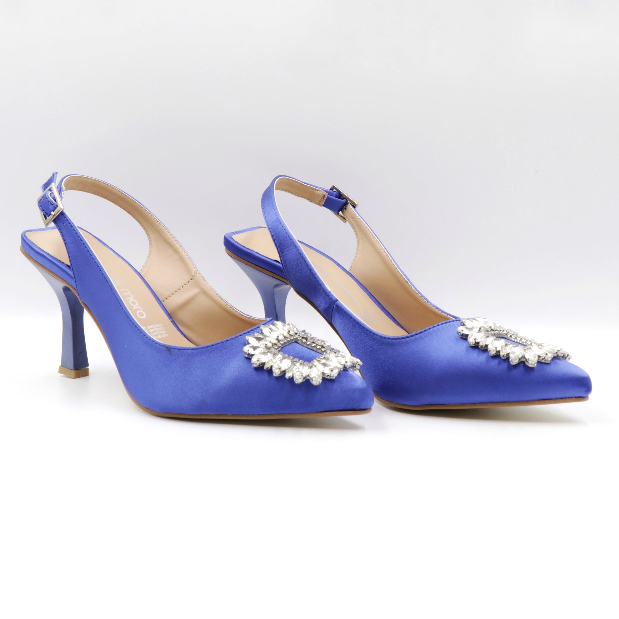 Zapatilla Puntal Elegante Pedrería Azul Razo-01